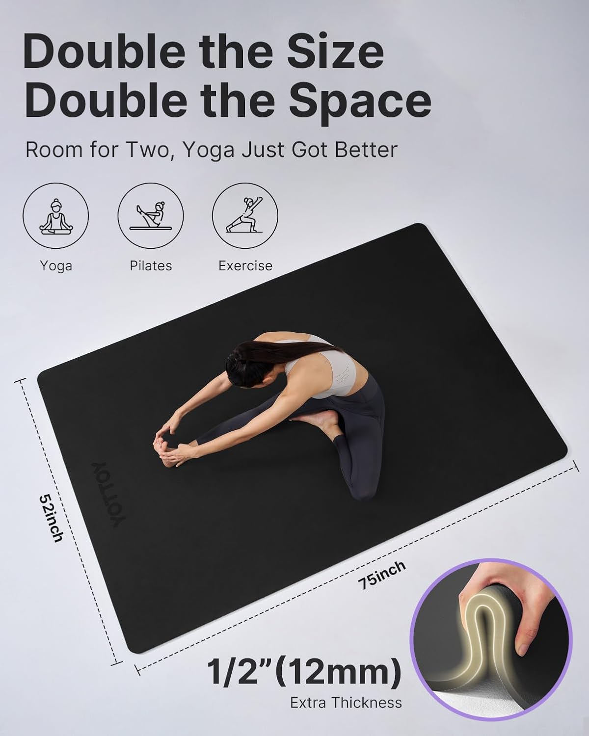 Large Yoga Mat 75x52x1/2in, Ex - огляд і ціна Home Gym Pilates